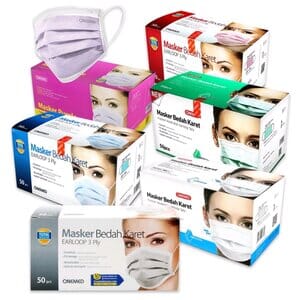 Masker Karet Medis 3 Ply, OneMed Masker Medis Earloop 50 pcs, Original