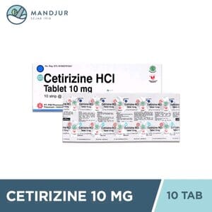 Gambar Obat Antihistamin, Rhinitis, Gatal & Alergi, Cetirizine 10 Mg 10 Tablet, Original