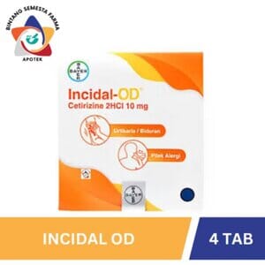 Obat Gatal, Biduran & Alergi, Incidal-OD 10 Mg 4 Tablet, Original