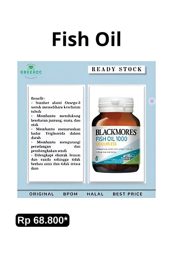 Gambar Blackmores Odourless Fish Oil 1000 mg 30 kap Omega 3