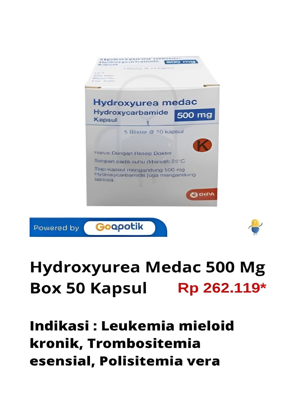 Gambar Hydroxyurea Medac 500 Mg Box 50 Kapsul