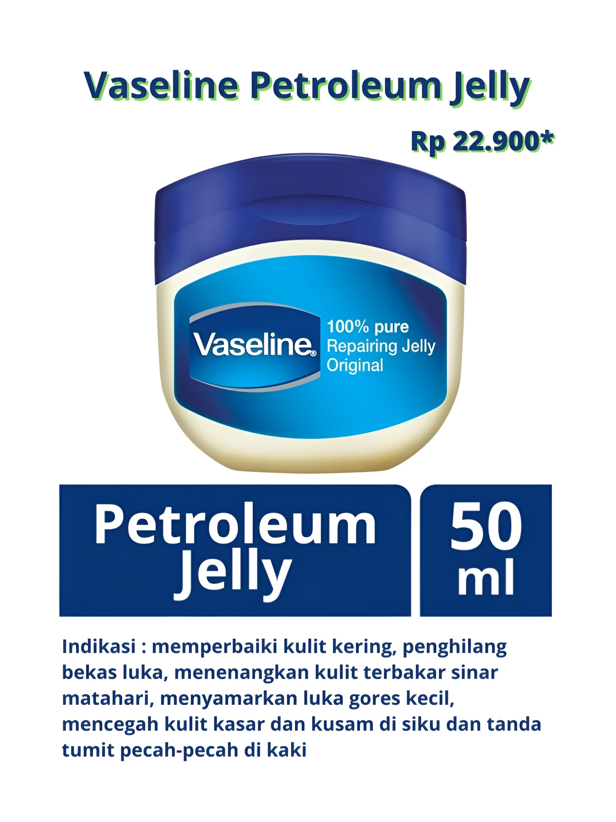 Gambar Vaseline Petroleum Jelly Original 50 mL - Repairing Jelly, Kulit Rusak